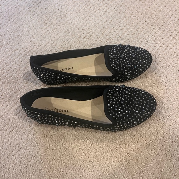 Zigi soho Black Rhinestoned Flats - Picture 2 of 5